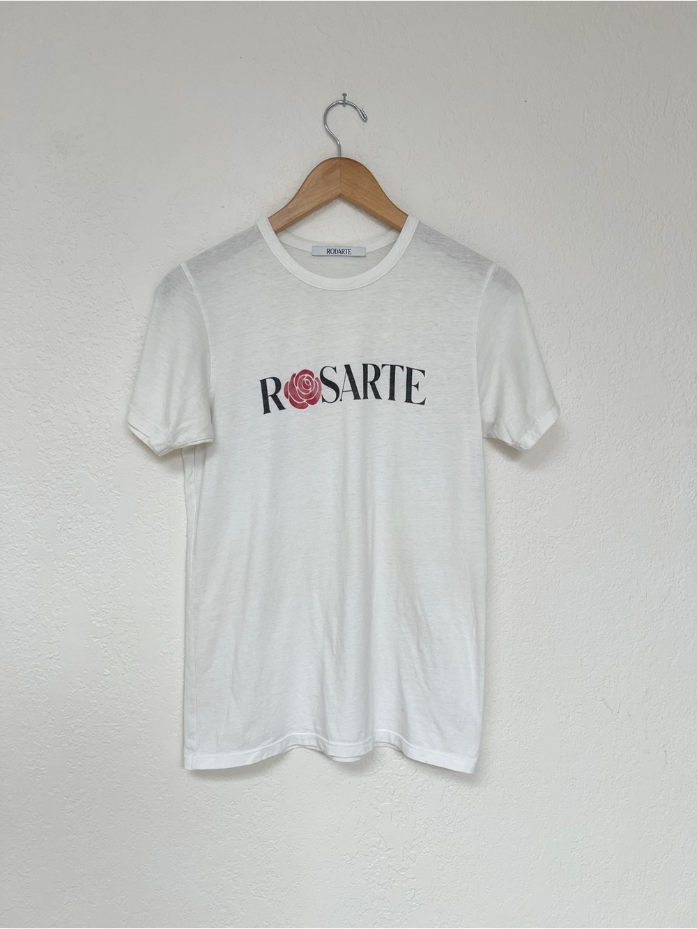 RODARTE rosarte white graphic logo rose print tee / size S